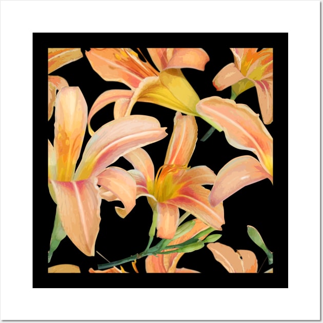 Tiger Lilies on Black Wall Art by ArtticArlo